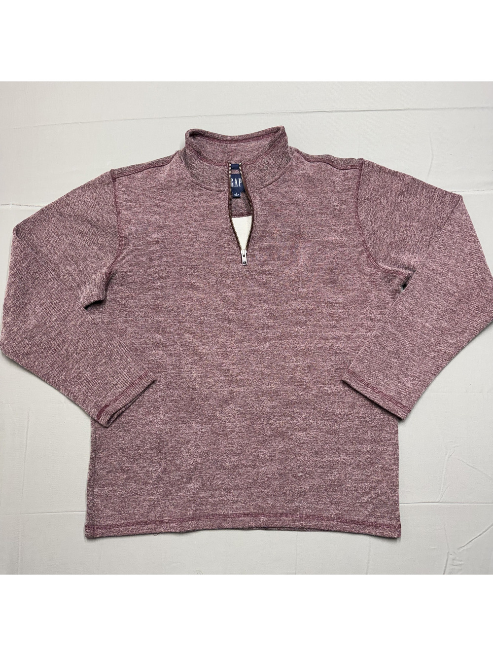 GAP Mens 1/4 Zip Pullover Cotton Blend Heathered Sweatshirt Adult L Maroon Red